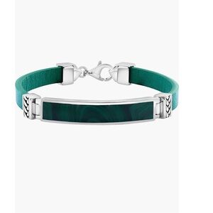 EFFY Sterling Silver & Leather Bracelet with Malachite